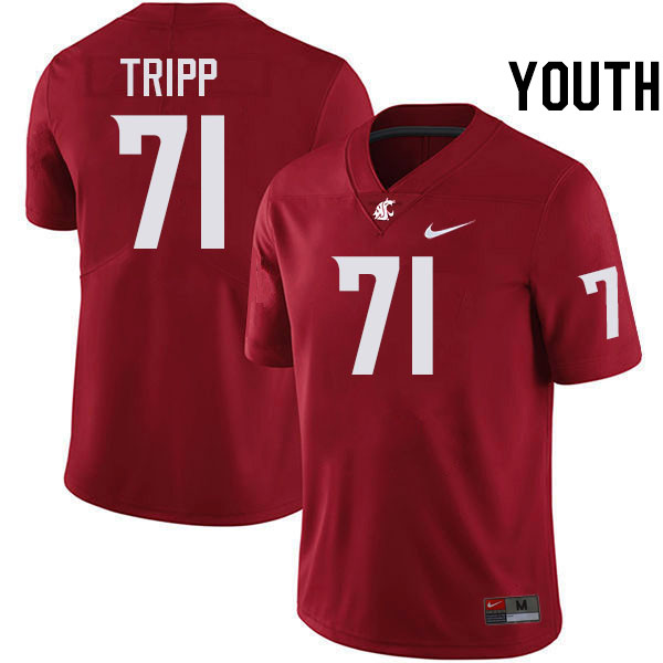 Youth #71 Ashton Tripp Washington State Cougars College Football Jerseys Stitched-Crimson